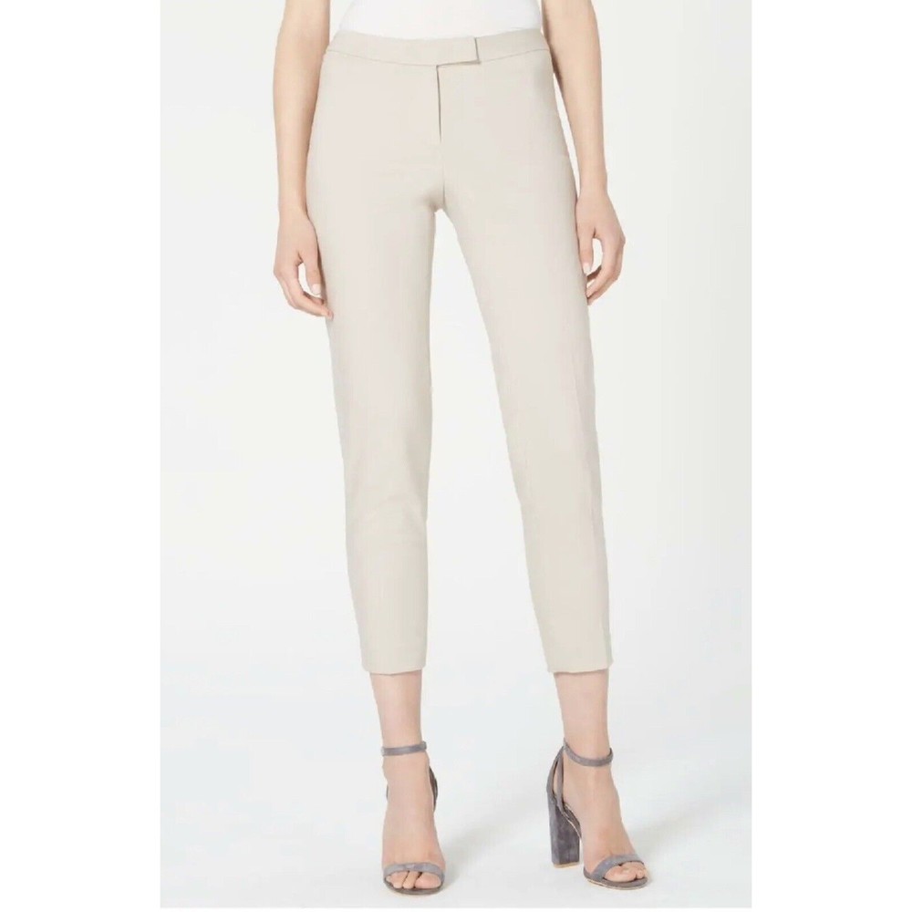 Anne Klein Womens Beige Wear To Work Cropped Straight Leg Pants New Size 0